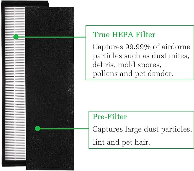 I clean Filter C Replacement Guardian FLT5250PT, Hepa Filter for FLT5000/FLT5111Series Air Purifiers AC5000, AC5000E, AC5350B, AC5300B Series(2 Pcs Hepa Filter C&6 Pcs Carbon Pre Filters