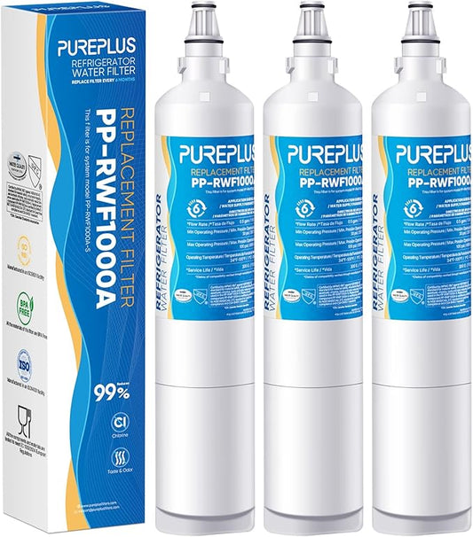 PUREPLUS 5231JA2006A 9990 Replacement for LG LT600P, kenmore 9990, 5231JA2006B, KENMORECLEAR 46-9990, R-9990, FML-2, RWF1000A, LSC27931ST, LFX25960ST Refrigerator Water Filter, 3Pack
