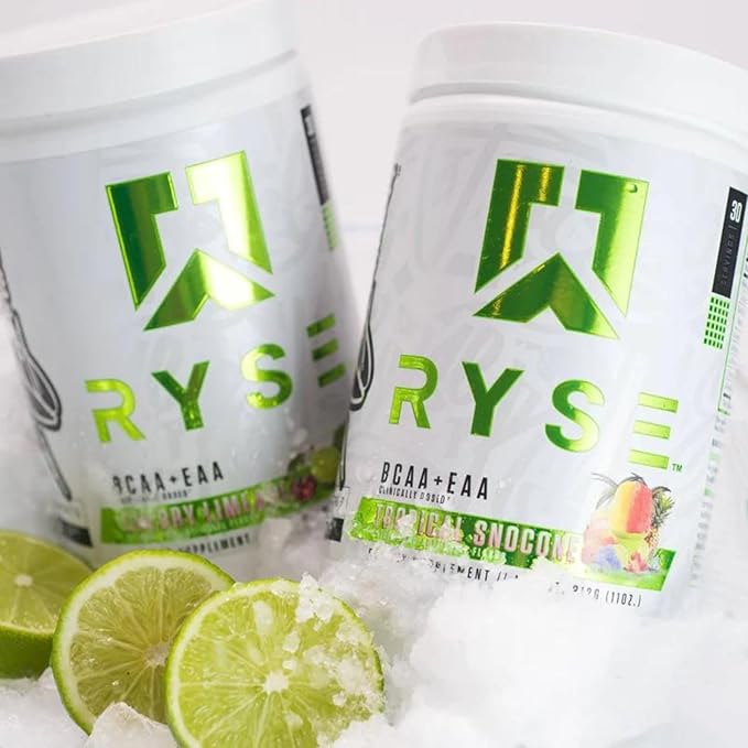 RYSE BCAA EAA Powder - Strawberry Pineapple - 5g Branched Chain Amino Acids, 3g Essential Aminos, Sugar-Free Electrolytes for Pre & Post Workout Muscle Recovery, Hydration and Strength - 30 Servings