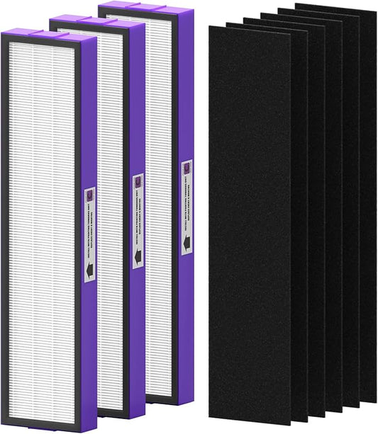 3 Pack FLT5250PT Replacement Filter Compatible with G-Guardian Air Purifier Filter C Pet, 3 HEPA with 6 Carbon Pre-Filter for AC5250PT AC5000E AC5300B AC5350W AC5350B CDAP5500 and More