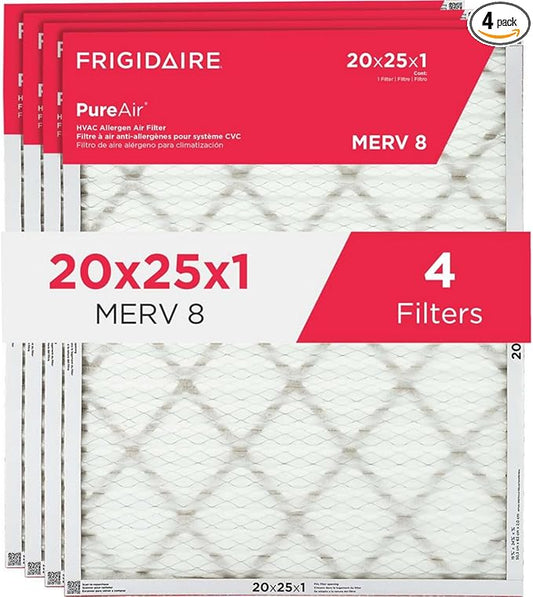 Frigidaire PureAir® 20" x 25" x 1" MERV Allergen 8 Air Filter - 4 Pack