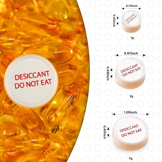 3 Gram 2000 Pack Desiccant Packs Food Grade,Silica Gel Capsule with Indicating Silica Gel Beads (Orange to White), Moisture Absorber Packets Silica Gel Packets