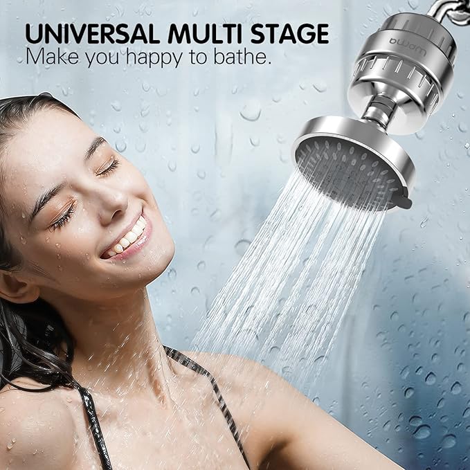 Enhanced Formula Multi-Stage Shower Filter - Shower Head Filter - Hard Water Filter, Remove Chlorine Heavy Metals and Other Sediments, Reduces Dry Itchy Skin, Dandruff (Upgrade Formula)
