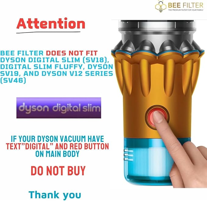 2-Pack Premium True HEPA Replacement Filters Compatible with Dyson V15 Filter, Dyson V15, V15 Absolute/Submarine, V11 Animal, V11 Completed/Absolute, V11 Filter with Trigger Clamp, Part no. 970013-02