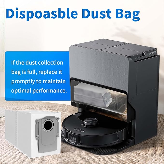 18 Packs Activated Carbon Dust Bag for Roborock Saros 10/10R/Qrevo/Qrevo S/Qrevo Pro/Qrevo Plus/Qrevo MaxV/Qrevo Master/Qrevo Curv/Qrevo Edge/S8 MaxV/S8 Max Ultra Robot Vacuum, 2.7L Large Capacity