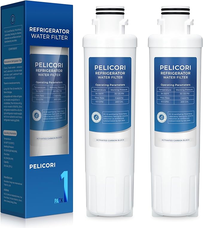 MIWF6200 Water Filter, Compatible with Midea MRS26D5AST, MF-2008-R2, Sharp SJWF200, SJG2254FS, Thor Kitchen WF200, Zline MIWFT2100, RFM-W-36, Insignia NS-WF26SS0-1 Models (2 Pack)