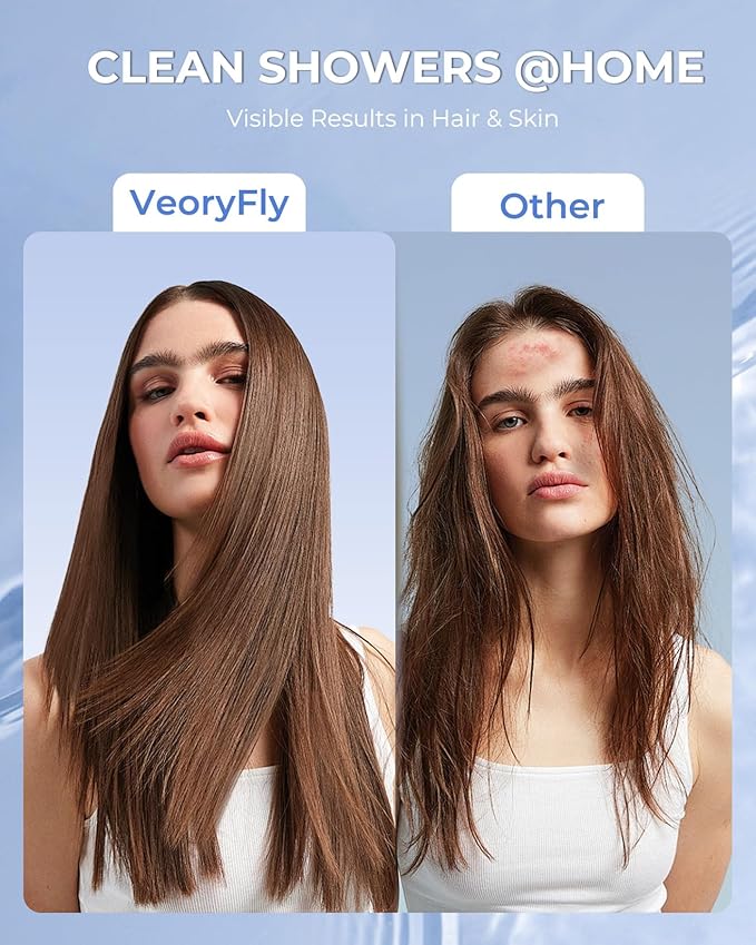 30 Stage VeoryFly Shower Filter with Vitamin C, Shower Filter for Hard Water, High Output Shower Water Filter with 2 Replaceable Filter Cartridges, Water Softener Filter to Remove Chlorine