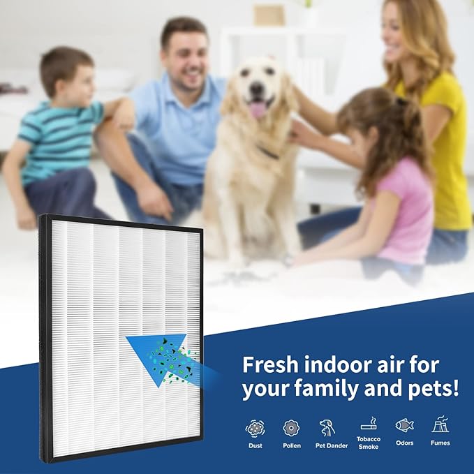 2 Packs H13 True HEPA Replacement Filter Compatible with InvisiClean Claro IC-4524 Air Cleaner Purifier with Activated Carbon Pre-Filter