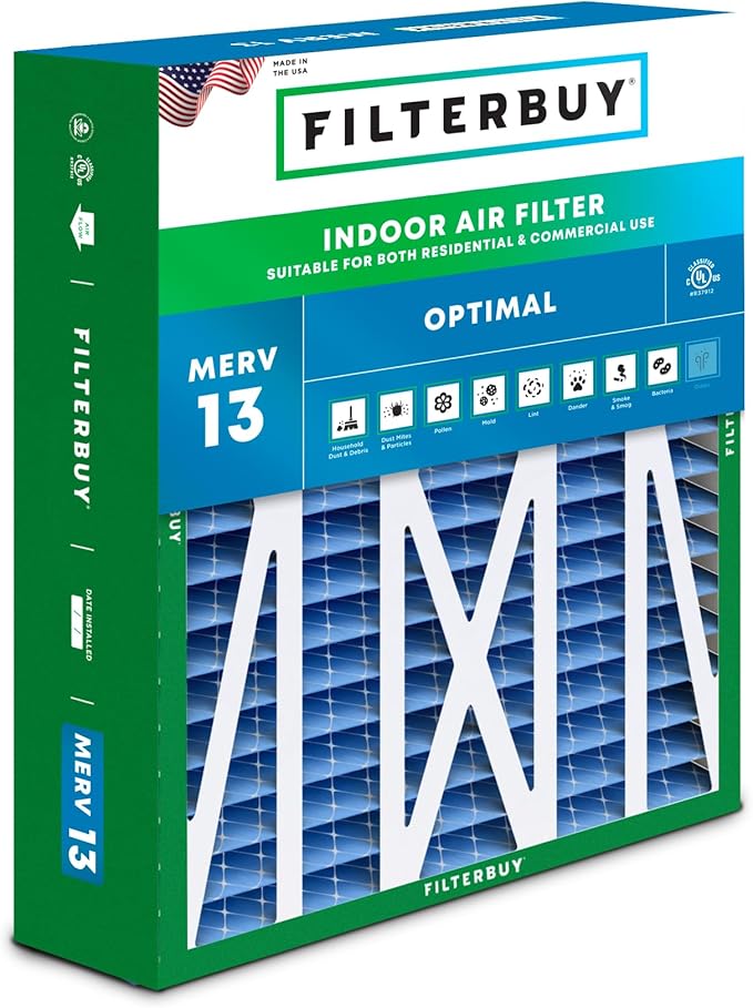 Filterbuy 20x23x5 Air Filter MERV 13 Optimal Defense (1-Pack), Pleated HVAC AC Furnace Air Filters for Bryant, Carrier, BDP, Day & Night, and Payne (Actual Size: 19.81 x 22.56 x 4.25 Inches)