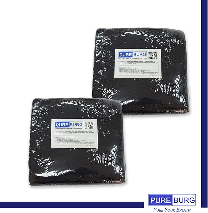 PUREBURG Carbon Filter,Cut-to-Fit Carbon Pad 16 x 48 inches for Charcoal Sheet fits Range Hoods Furnace Filters, Air Purifier,Food cycler filter. Kitchen Compost Bins,Removes Odor VOC, 2-Pack
