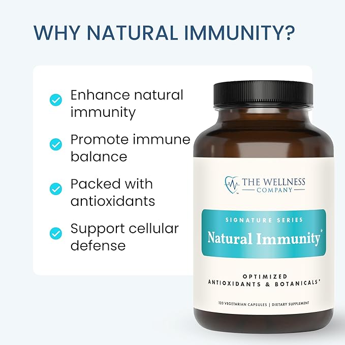 The Wellness Company Natural Immunity | 120 Capsule (2 Month Supply) | Formulated for Powerful Daily Immune Defense | Non-GMO, Vegan, Gluten Free | for Supporting Healthy Immune Function