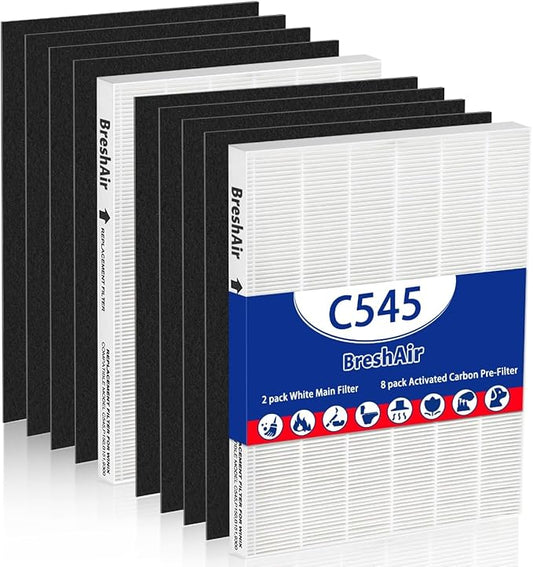 C545 Filter Replacement Compatible with Winix C545 Air Purifier, 2 Filters S and 8 Activated Carbon Pre-Filters, Compare to Part # 1712-0096-00 & 2522-0058-00