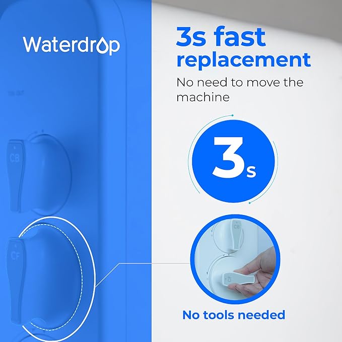 Waterdrop WD-G3-CF Filter, Replacement for WD-G3-W, WD-G3P600 and WD-G3P800-W Reverse Osmosis System, 6-month Lifetime, 2-Pack