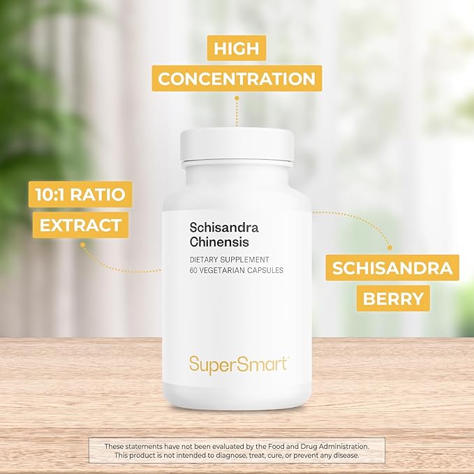 SuperSmart - Schisandra Chinensis 750mg per Day (High Strength) - 10:1 Extract - Schisandra Berry Supplement | Non-GMO & Gluten Free - 60 Vegetarian Capsules