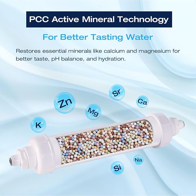H&G Lifestyles Remineralization Filter,Water Remineralizer for Reverse Osmosis, Mineral Water Filter with 1/4" Quick Connect Thread, Restore Essential Minerals for RO Water System,1,500 Gallons