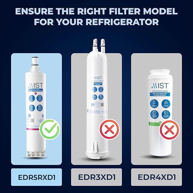 Mist EDR5RXD1 Refrigerator Water Filter Replacement for EveryDrop Filter 5, Whirlpool 4396508, 4396510, WF-NL240, Kenmore 46-9010 – NSF 42 Certified – 1 Pack