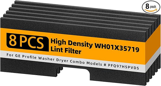 WH01X35719 Lint Filter for GE Washer Dryer Combo, Reusable and Washable Dryer Lint Filter Replacement for GE Profile Washer Dryer Combo - PFQ97HSPVDS Models (8 Pack)