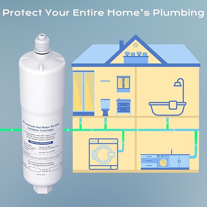 AP431 AP430SS Whole House Scale Inhibitor Filter, Prevent Scale Build Up On Hot Water Heaters, Pipes and Boilers, 1 Count