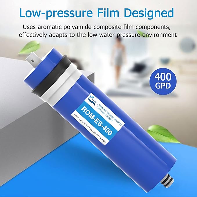 400 GPD RO Membrane Filter Replacement with Reverse Osmosis Membrane Housing, Wrench, 1/4" Quick-Connect Fitting, Check Valve, Fit Under Sink RO Home Drinking Water Filter Filtration Purifier System