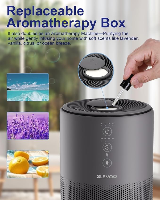 Air Purifiers for Home Large Room up to 1274-ft², Pet Hair Allergy, HEPA 3-in-1 air purifier,Low Power High Torque Motor, Sleep Mode, Removes Smoke,and Odor Pollutants.Airfresh-300（ Iron Grey）