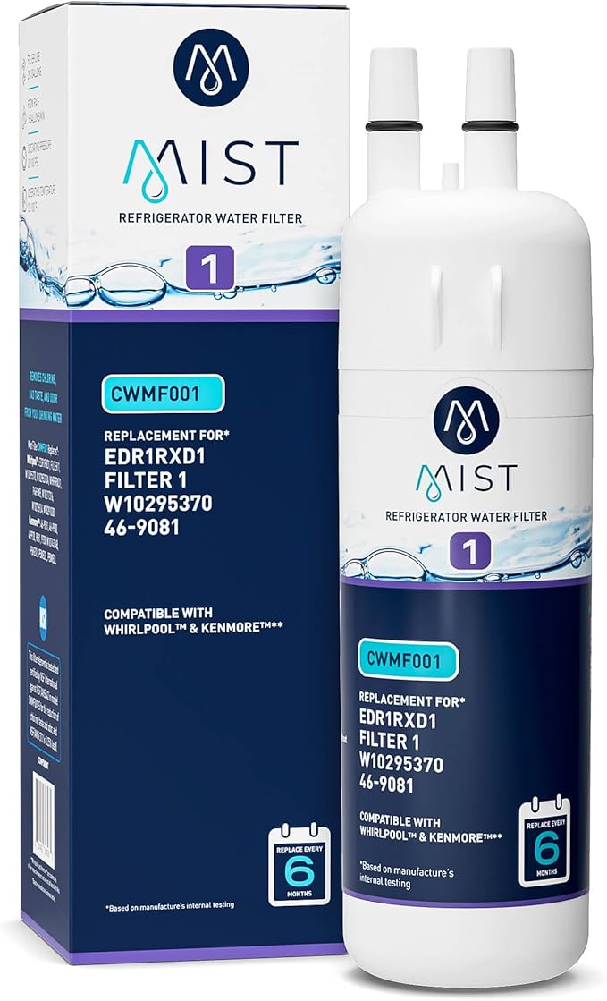 Mist EDR1RXD1 Replacement for Everydrop® Filter 1 – Whirlpool® WHR1RXD1 W10295370A, Kenmore® 46-9081 Refrigerator Water Filter – NSF 42 & 372 Certified