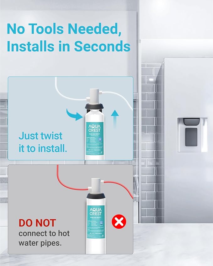 AQUA CREST F-2000, F-1000, 4204490 Sub Zero Water Filter Replacement for InSinkErator® F-1000,F-2000, F-3000, Sub-Zero 4204490,4290510 and AquaPure AP Easy C-Complete, Subzero Filter, NSF/ANSI 42