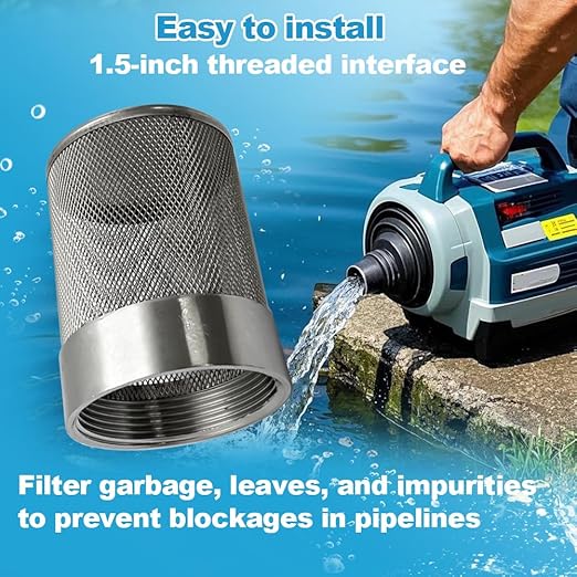 1.5inch SUS304 stainless steel filter head with internal thread diameter of 46mm connected to DN40 1.5-inch water pipe filter Used to Remove Debris and Reduce Solid Entry（1pcs）