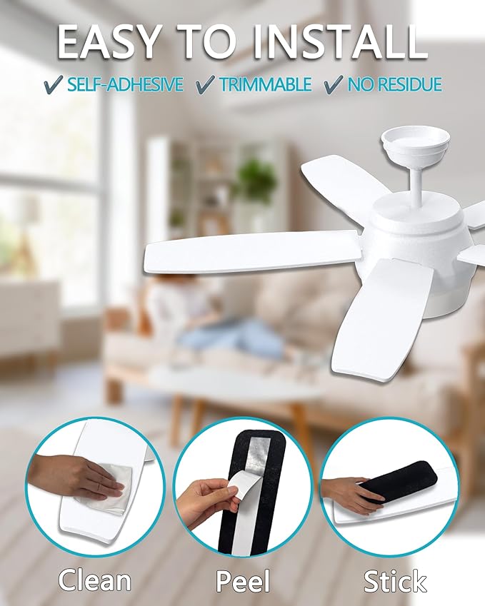 JUIN Ceiling Fan Filters for Blades: 5PCS Activated Coconut Shell Carbon Filters Universal Unscented Ceiling Fan Air Purifiers Easy-Stick Ceiling Fan Air Filters for Common Household Contaminants