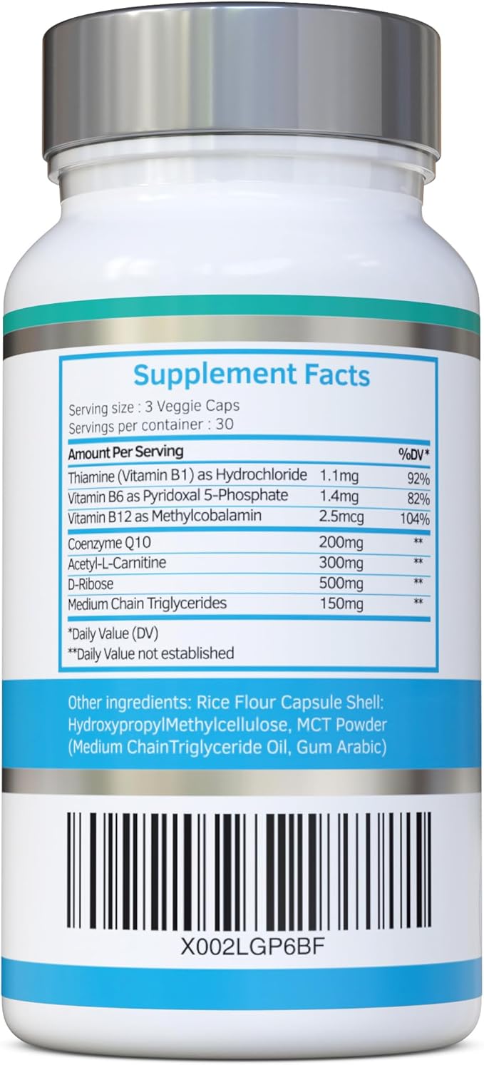 CardioDefence – 90 Capsules – a precise balance of CoQ10, D-Ribose, Acetyl L-Carnitine, B Vitamins and MCT to contribute to the normal function of the heart and reduce tiredness and fatigue