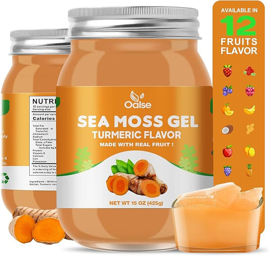 Sea Moss Gel - Sea Moss Gel Raw Made in USA Sea Moss Supplement for Hair & Nails Care Immune Support Sea Moss Turmeric & Ginger Supplement 15OZ