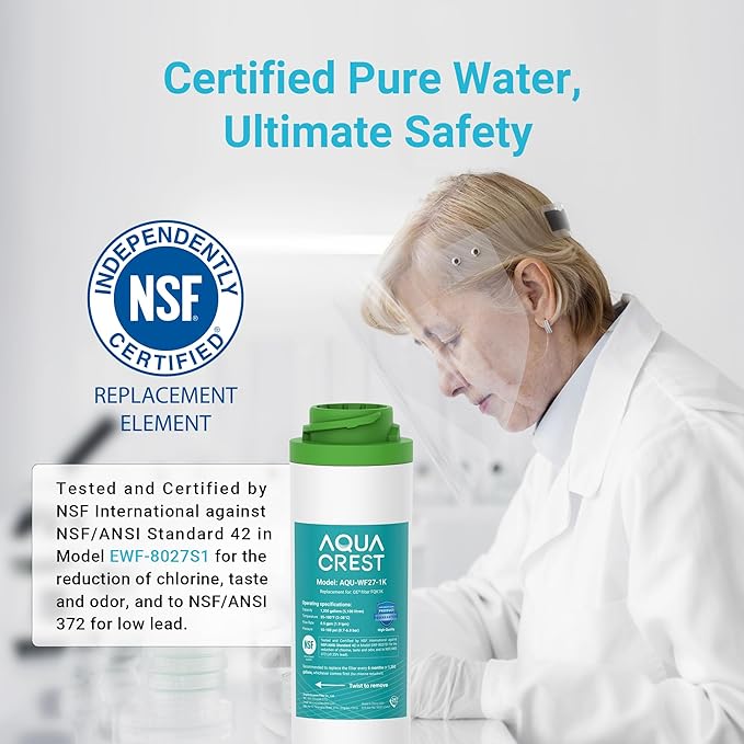 AQUA CREST FQK1K Under Sink Water Filter, NSF/ANSI 42 372 Certified, 1350 Gallons, Replacement for GE FQK1K, FQK2J, GXK185K and GX1S50R (Pack of 2)