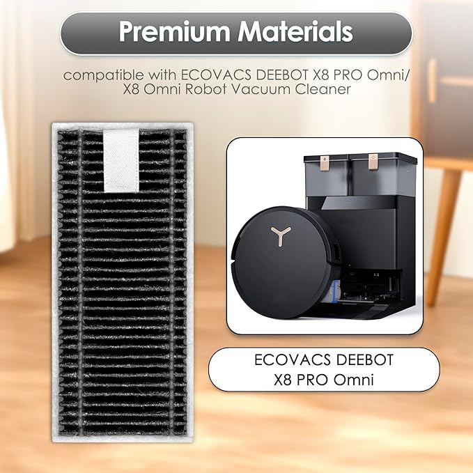 (6 Pack) X9 Pro Omni Replacement HEPA Filters for ECOVACS DEEBOT X8 Pro Omni, X9 Pro Omni, T80 Omni, X8 OMNI, X11 OmniCyclone, X11 Pro Omni Robot Vacuum, Filters Accessories Kit, Upright Filter