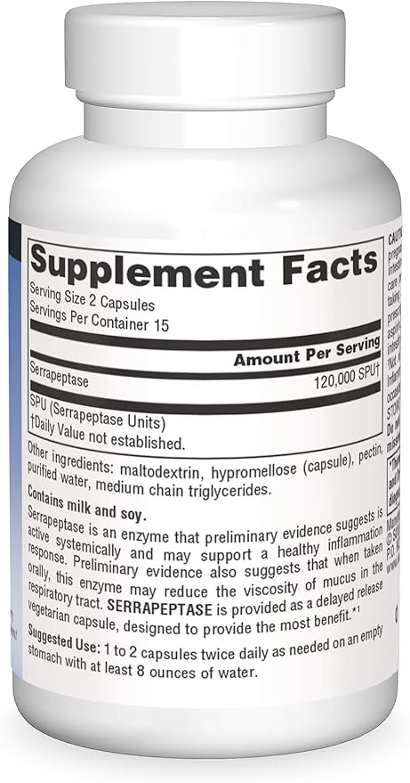 Source Naturals Serrapeptase - Delayed Release Enzyme - 30 Vegetarian Capsules