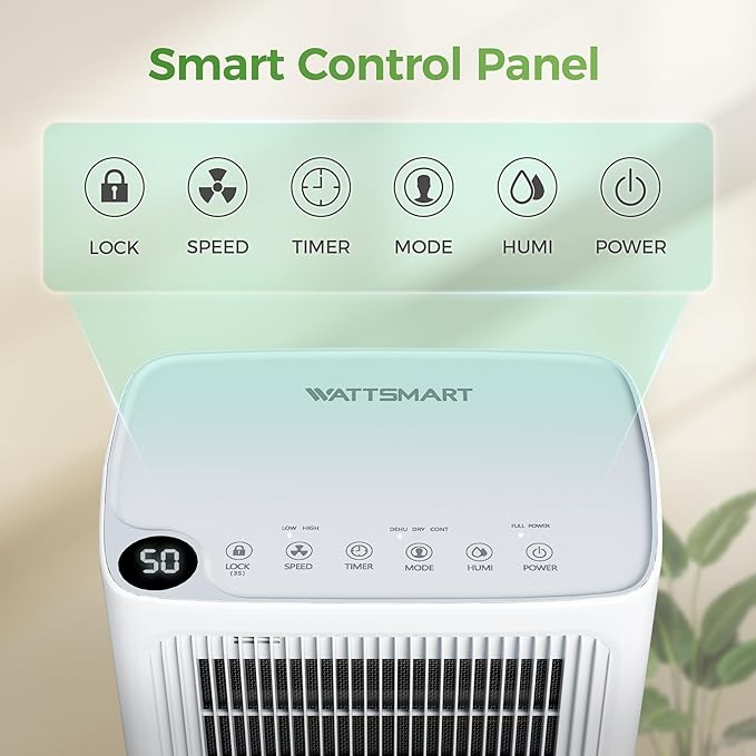 2,500 Sq Ft Home Dehumidifier with Drain Hose, 55 OZ Water Tank, 24 Hr Timer, 34 Pints High Efficiency Compressor for Basement, Bedrooms, Bathrooms and Laundry Rooms