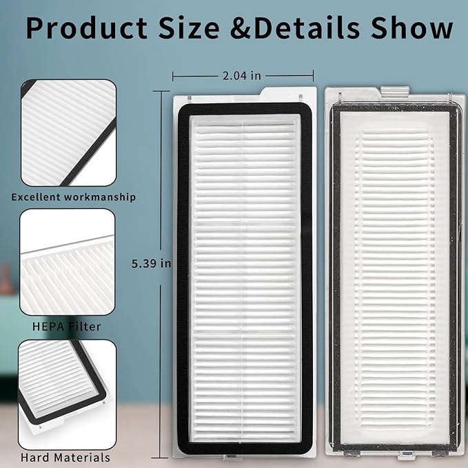 （4Sets）Replacement Washable HEPA Filter Compatible With Roborock QRevo S, QRevo Pro, QRevo Plus, Qrevo MaxV, Qrevo Curv Qrevo Edge, S5A Robot Vacuum Cleaners, High Efficiency Filter Accessories Kit