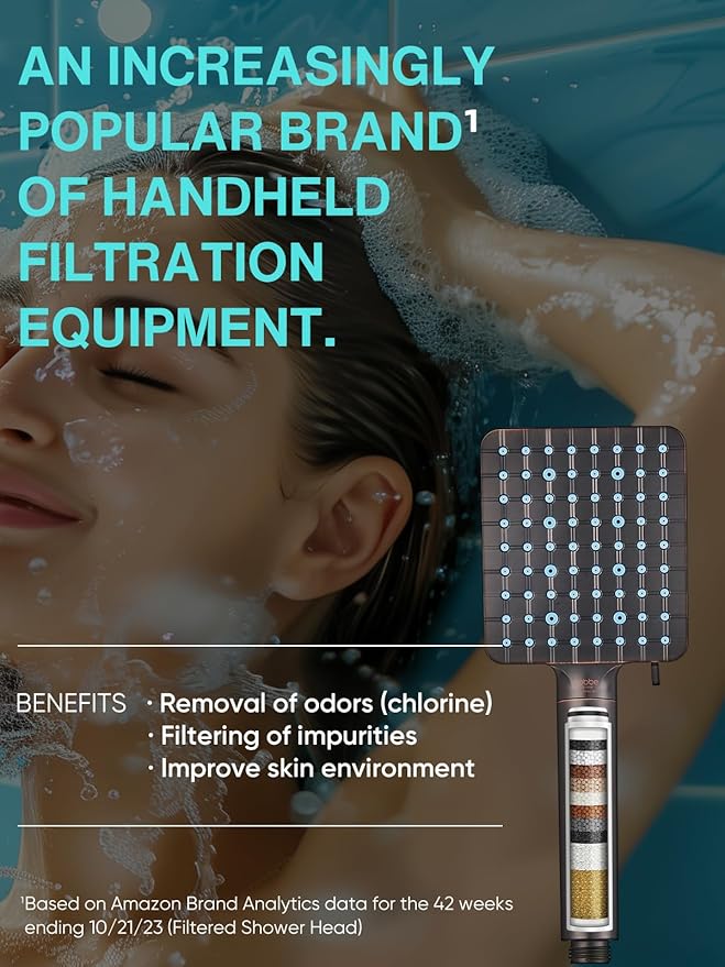 Cobbe Filtered Shower Head with Handheld, High Pressure 6 Spray Mode Showerhead with Filters, Water Softener Filters for Hard Water - Remove Chlorine - Reduces Dry Itchy Skin, Oil Rubbed Bronze