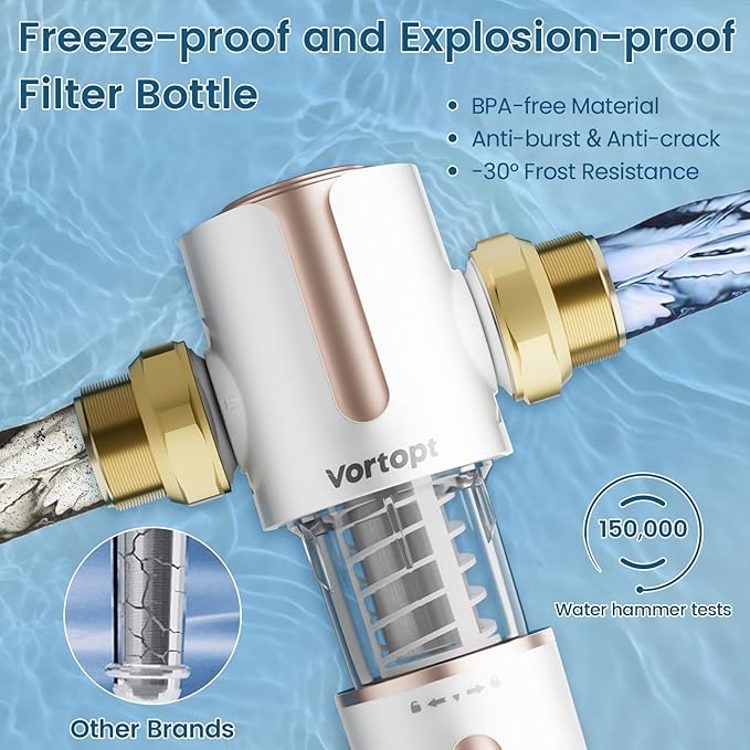 Spin Down Sediment Water Filter,Automatic Flushing,Protect Other Filter Systems and Appliances,40 Micron Flushable Prefilter Filtration (VT-Q700)