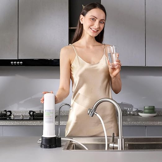 Countertop Water Filter, Drinking Water Filtration System for Faucet for 8000 Gallons, Reduces Heavy Metals, Bad Odors and 99% of Chlorine, White (1 Ceramic Filter Included)