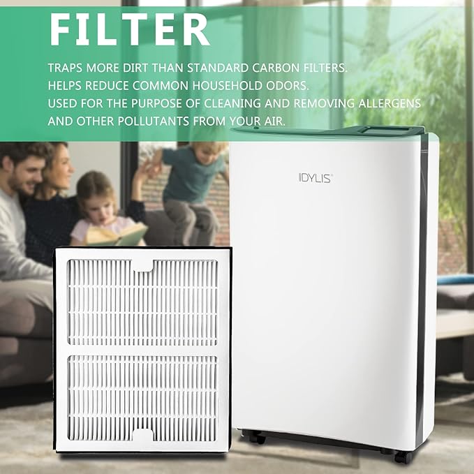 Gekufa Replacement Filter B Compatible with Idylis AC-2125, AC-2126, IAF-H-100B, IAP-10-125, IAPC-40-140, IAP-10-150, IAP-10-050 for Idylis Air Purifiers Include 2 Filters & 2 Carbon Filters
