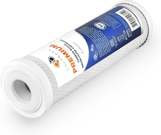 Aquaboon Premium 5 Micron Carbon Block Water Filter 10" x 2.5" – 25-Pack CTO Whole House Filters for Countertop & Under Sink Systems, Compatible with FXWTC