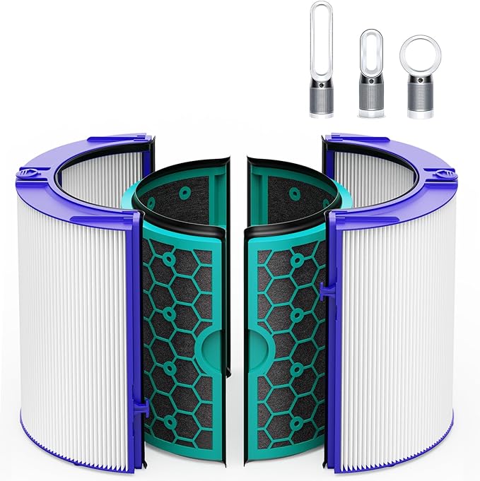 TP04 Replacement Filter for Dyson TP04 HP04 DP04 TP05 DP05 Air Purifier Sealed Two Stage Pure Cool Fan Combi 360° Glass HEPA Filter & Activated Carbon Filter, #969048-01, Purple/Teal