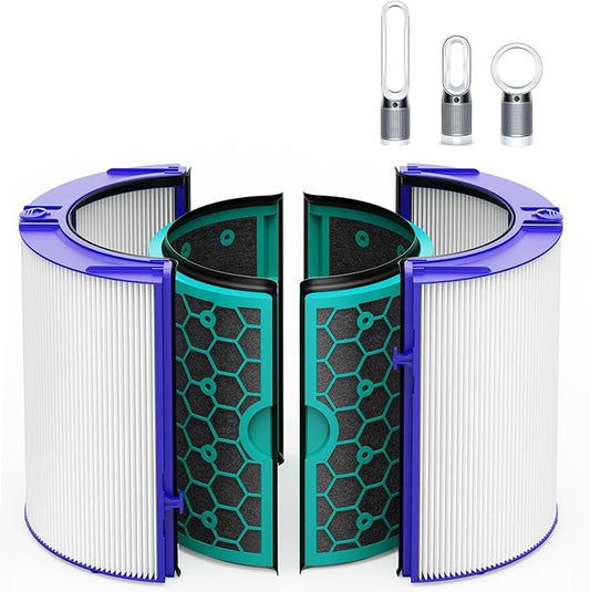 TP04 Replacement Filter for Dyson TP04 HP04 DP04 TP05 DP05 Air Purifier Sealed Two Stage Pure Cool Fan Combi 360° Glass HEPA Filter & Activated Carbon Filter, #969048-01, Purple/Teal