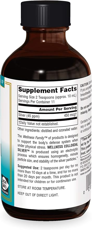 Source Naturals Wellness Colloidal Silver 45 ppm, Supports Physical Well Being* - 4 Fluid oz