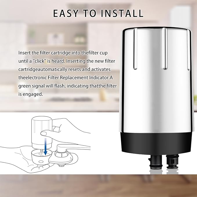 Faucet Water Replacement Filter Compatible with Brita Faucet Filtration Systems, Fits All Brita Tap Water Filters, Pack of 3 (Chrome)