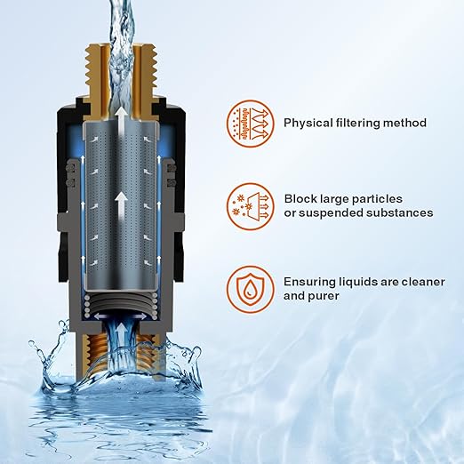 RULIA, Water Filter Pieces, Impurity Filter Attachment, Household Water Pre Filtration with Extension Hose, Reusable Sink Water Filter, 2 Piece, RB2029