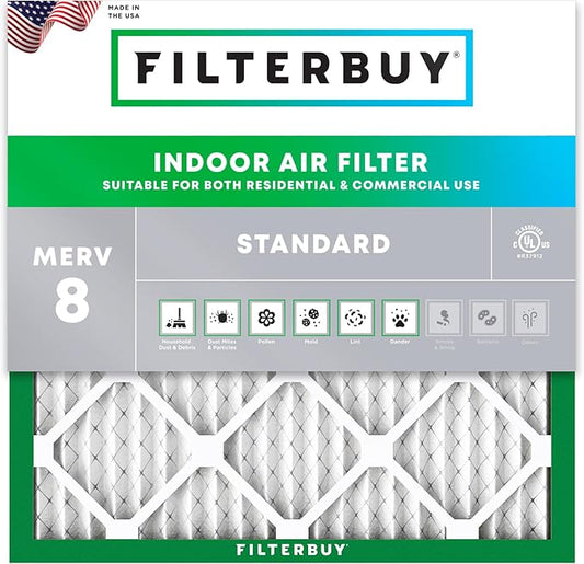 Filterbuy 30x30x1 Air Filter MERV 8 (MPR 700) Dust Defense Replacement (1-Pack), Electrostatic Pleated HVAC AC Furnace Filters, Made in USA (Actual Size: 29.50 x 29.50 x 0.75)