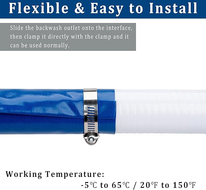 1-1/2 in x 100 ft Pool Backwash Hose Heavy Duty Drain Discharge PVC Lay flat General Purpose Vinyl Hose, Burst Resistant for Water Transfer Sump Pump Pool Filter (1.5in 100ft fiber reinforced hose)