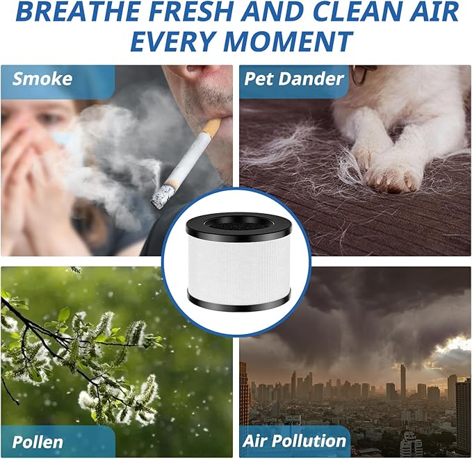 2 Pack TZ-K1 Replacement Filter Compatible with ToLife TZ-K1 Air Puri-fier, MK01 MK06 and FreAire KN6391 Air Purifiers, 3-in-1 HEPA High-Efficiency Activated Carbon Filter, 360° Rotating Filter