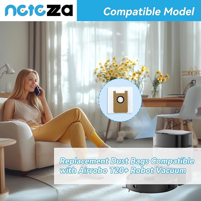 T20 Dust Bags Replacement Compatible with Airrobo T20+ Robot Vacuum Cleaner, 10 Pack