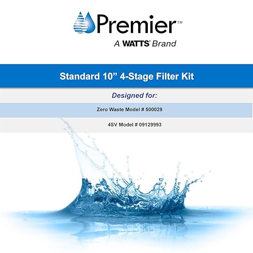 Watts Premier Annual 3-Pack Filtration Kit for 4 Stage RO-TFM-4SV and ZeroWaste RO Reverse Osmosis Systems - Sediment, Carbon Pre-Filter, 10" GAC Inline Post-Filter